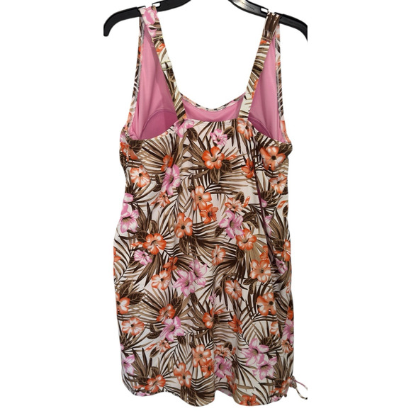 LANDS' END Plus Size 20W Tummy Control Ruched Sides One Piece Swimdress - Picture 2 of 9